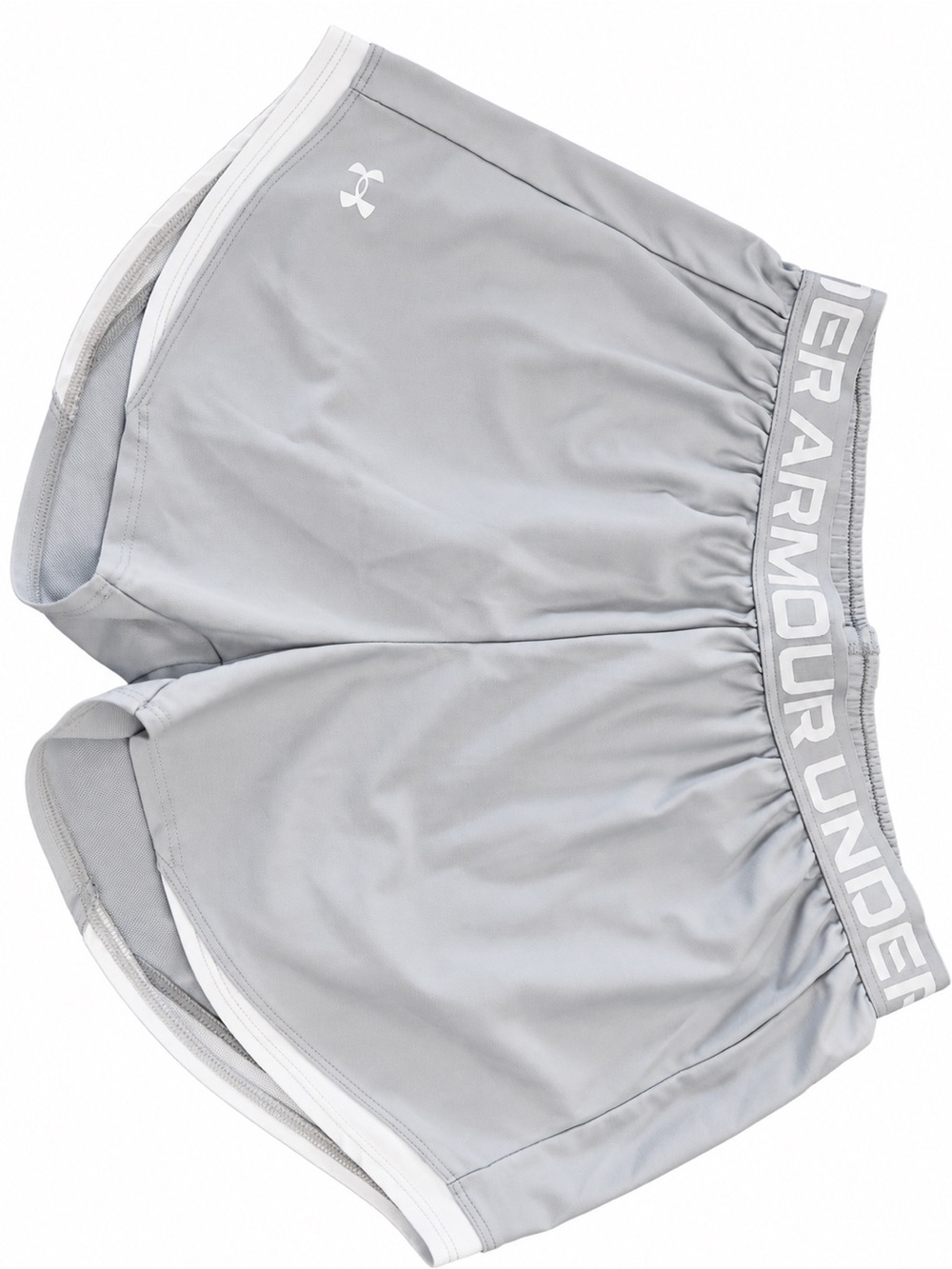 Under Armour Women's Light Gray Athletic Shorts with Branded Waistband